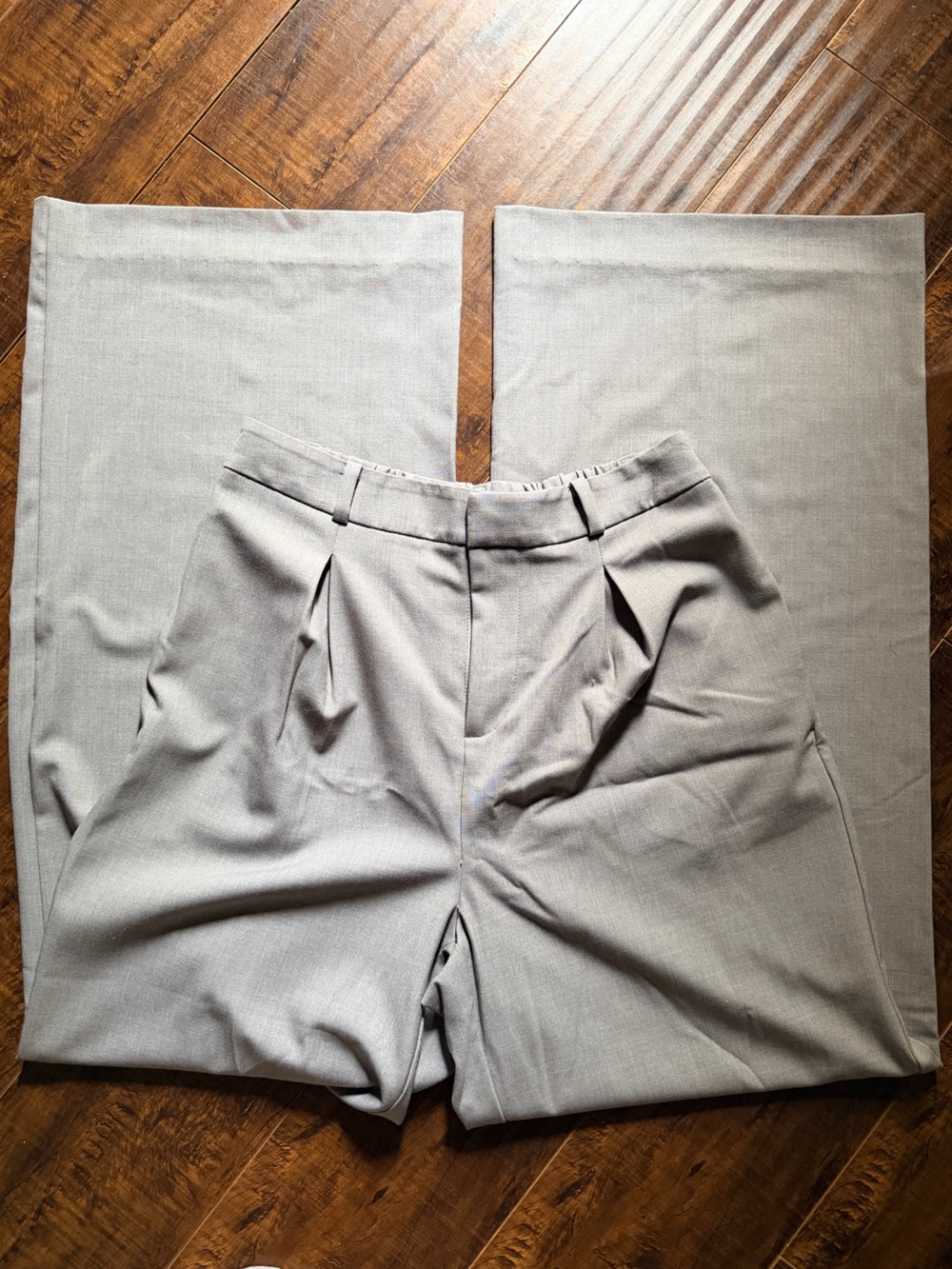 Abound Light Gray High-Waist Pleated Trousers